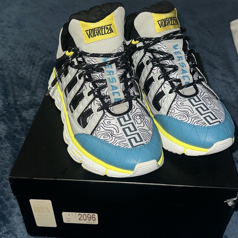 Versace Blue and Yellow Sneakers with Breathable Mesh